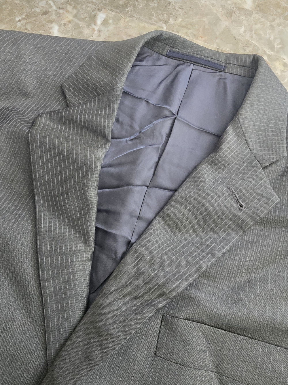 Mens Burberry Charcoal Pinstripe Two-Button Suit Jacket - Picture 4 of 8